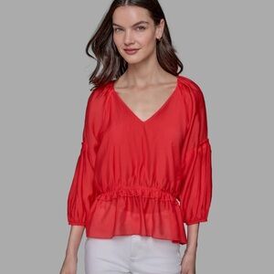 Karl Lagerfeld Paris Women's Tiered-Sleeve Peplum Top